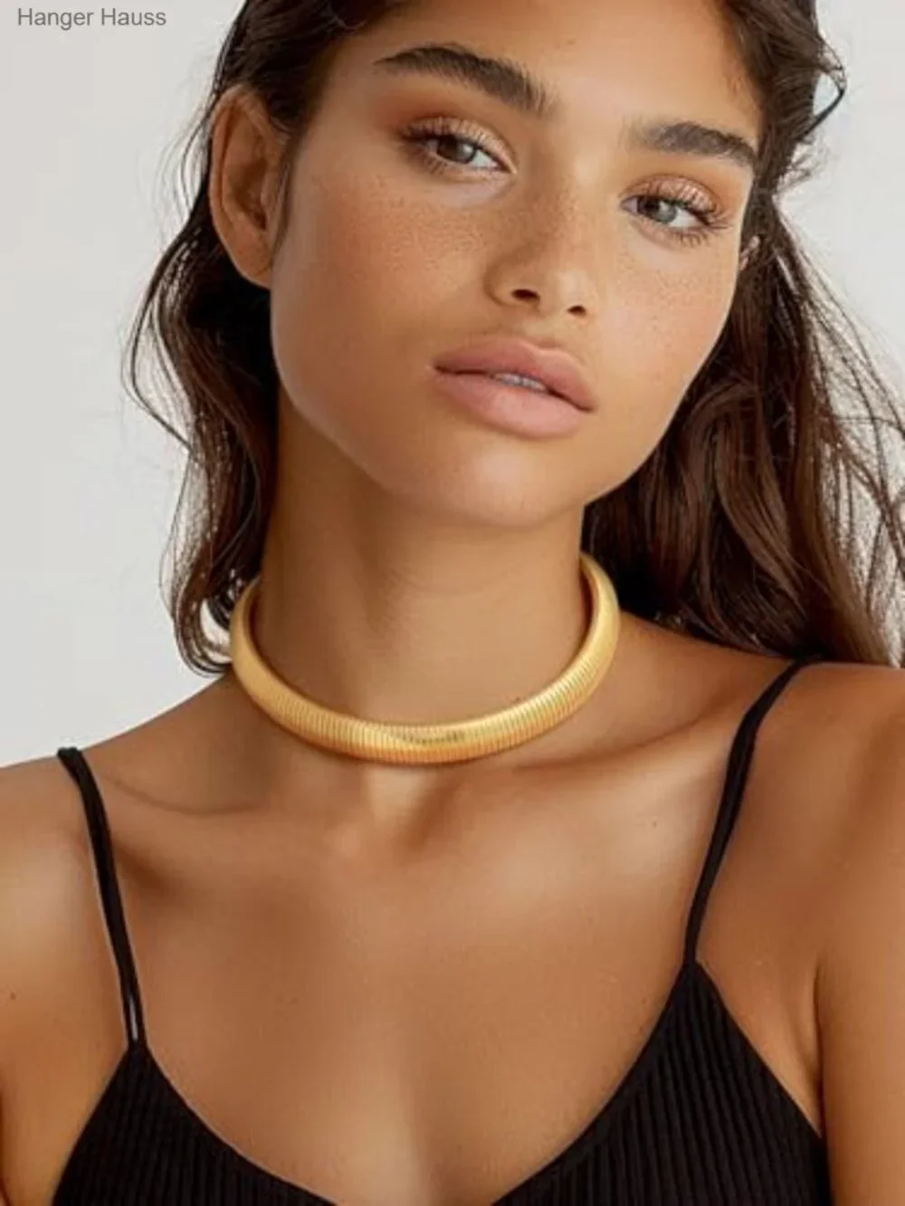 Chunky Chain Choker Necklace 14k Gold Plated Stainless Steel Snake Link